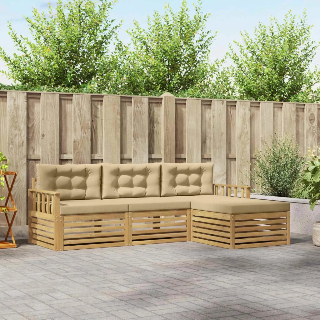 Set di divani da esterno 4 pz Bianco e Beige Poliestere 3390278