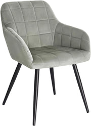 Sedia per Sala da Pranzo Imbottita, Poltroncina in Velluto,Sedia da Cucina con Braccioli e Schienale, Gambe in Metallo, moderne,Grigio, BH93gr-1
