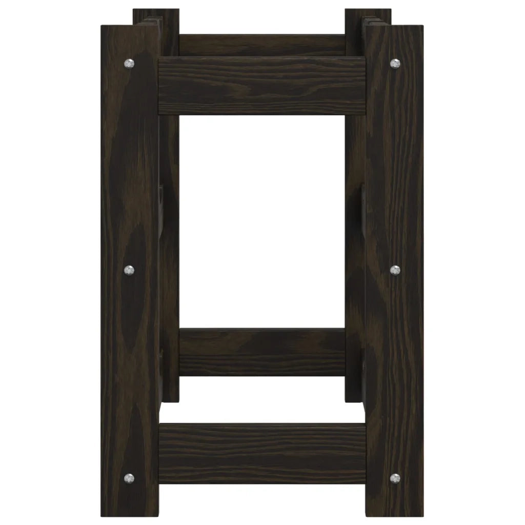Portabottiglie per 12 Bottiglie Nero Legno Massello di Pino 373399