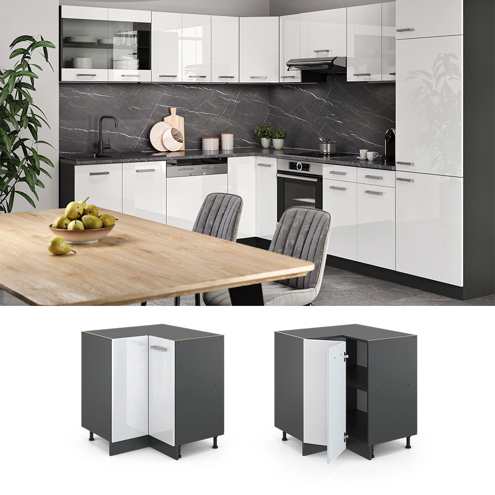 Vicco Mobile ad angolo cucina Bianco lucido 75.6 cm , PL Antracite