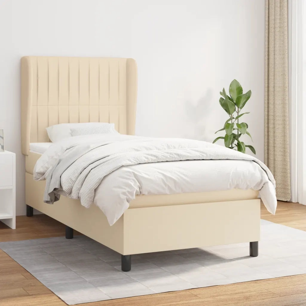 Giroletto a Molle con Materasso Crema 90x190 cm in Tessuto