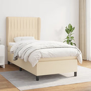 Giroletto a Molle con Materasso Crema 90x190 cm in Tessuto