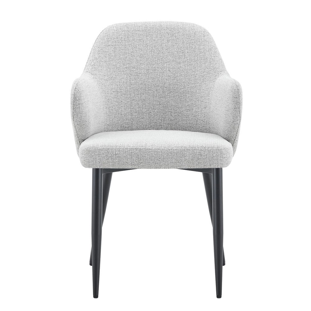 Sedie da Pranzo Imbottite Set 2 Pezzi ¨C MINIMAL ¨C Tessuto Grigio Chiaro, Schienale Bicolore, Gambe in Metallo