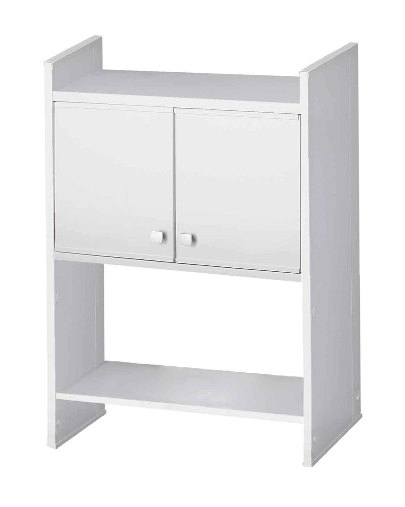 Mobile scaffale SOPRA-LAVATRICE in PVC in KIT con TRIPLO ripiano e apertura ad ante - H. 79 cm - CR