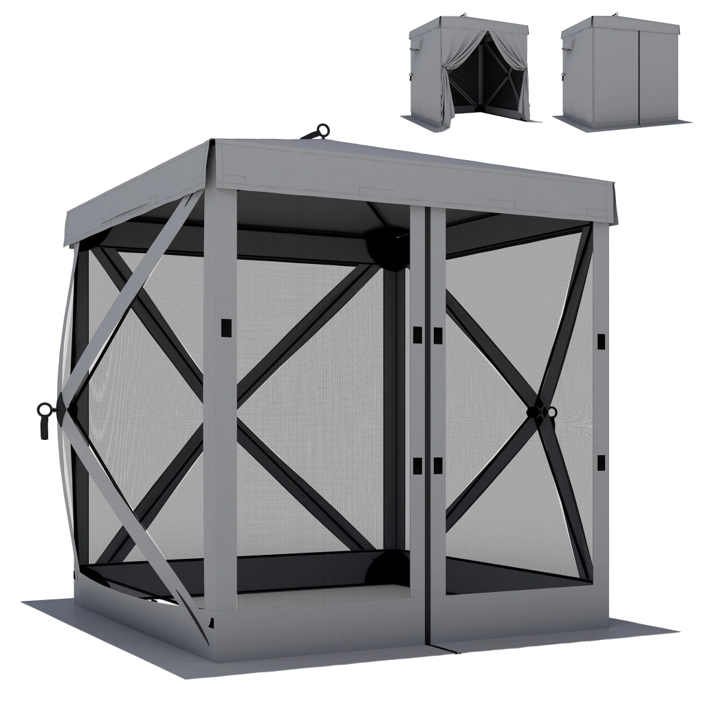 Gazebo Faltpavillon ¨C Zephmum ¨C 185x185 cm Grigio con 4 Pannelli Mesh