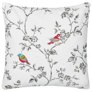 Cuscino in cotone ricamato con motivo di uccelli 45 x 45 cm Bianco camera da letto soggiorno