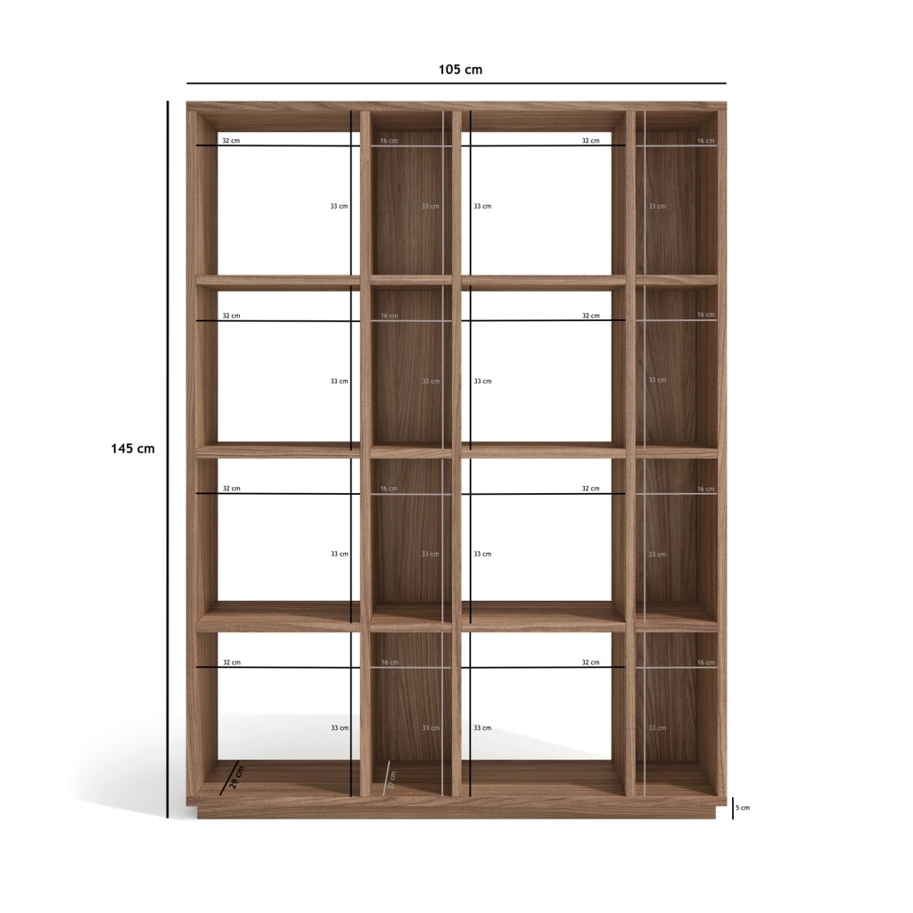 Libreria componibile Herdasa 16 vani effetto finitura noce