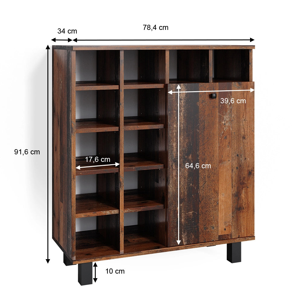 Armadietto da bagno con portabiancheria Fynn Rovere rustico 78.4 x 91.6 cm Vicco