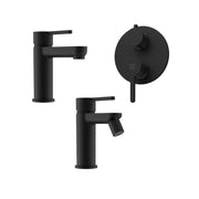 Set miscelatore lavabo e bidet senza scarico ed incasso doccia con deviatore in ottone nero opaco | Virna