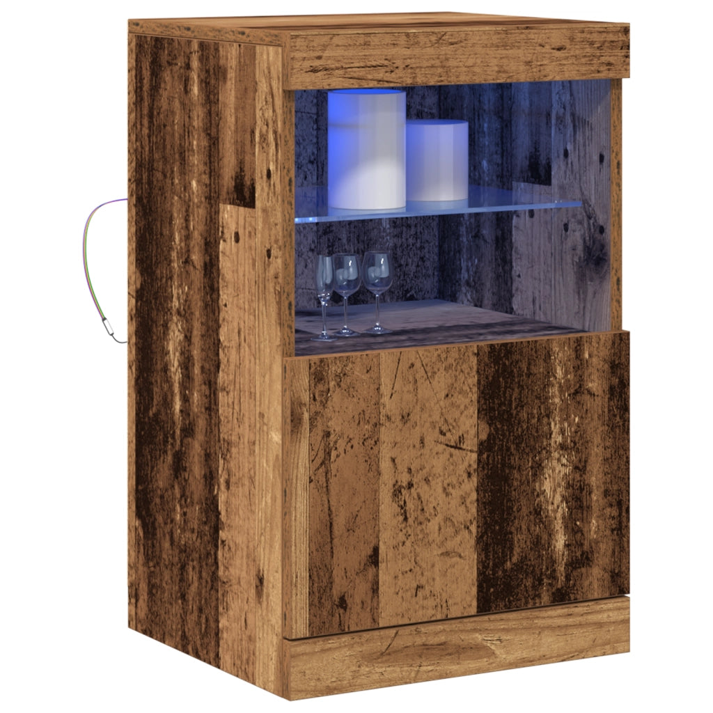 Credenza con luci LED Legno antico 41x37x67 cm