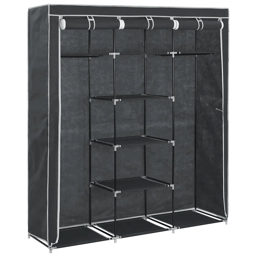 Armadio con Scomparti e Aste Nero 150x45x175 cm in Tessuto 282453