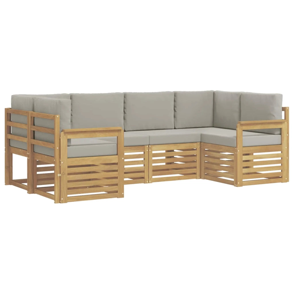 Set di divani da esterno 5 pcs Bianco e Grigio Chiaro