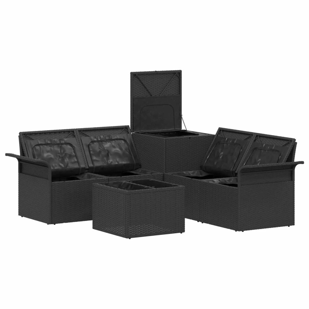 Set di divani 6 pcs 4-Numero di posti Nero e Blu 3447069