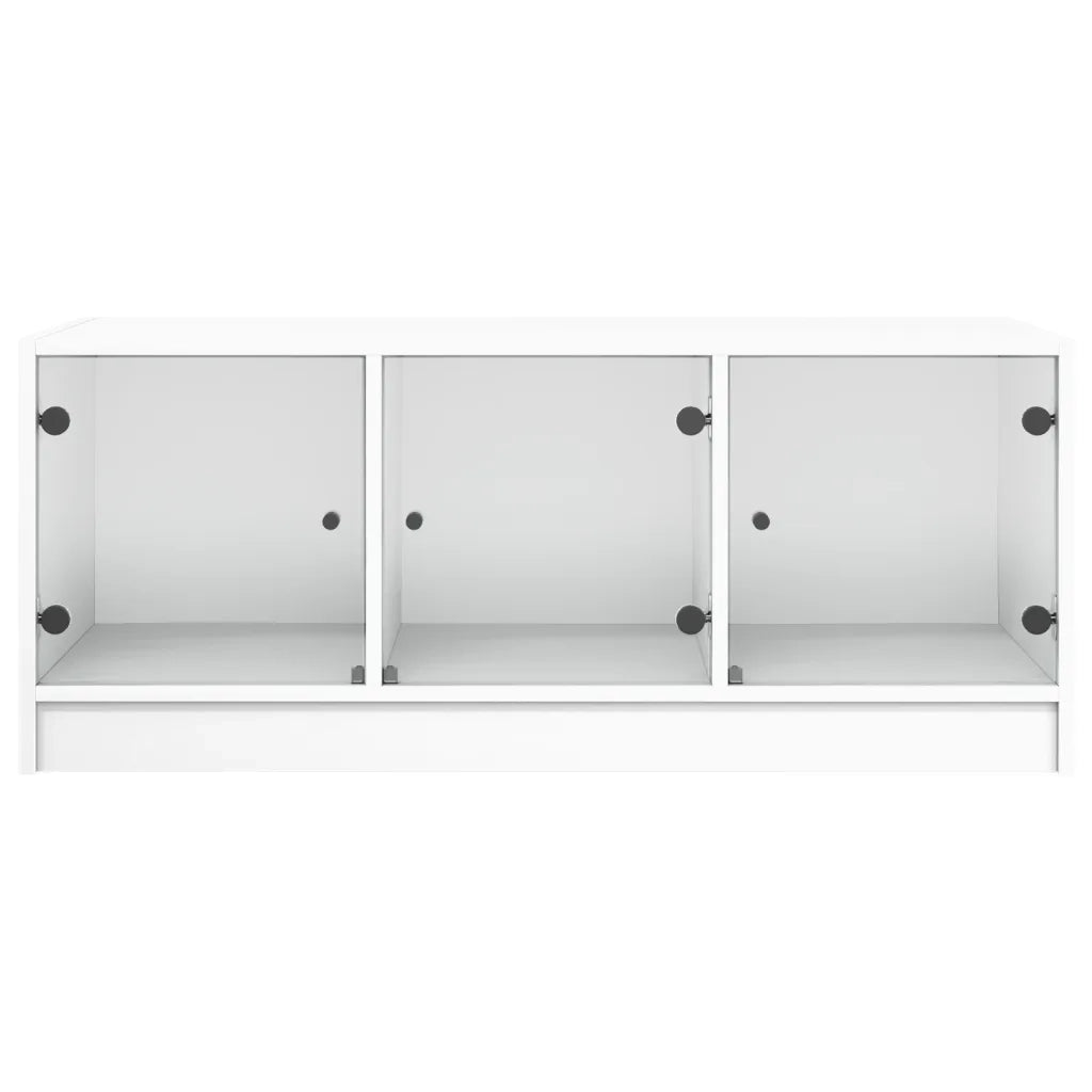 Tavolino da salotto | Tavolino da caff¨¨ | Tavolino da Soggiorno con Ante in Vetro Bianco 102x50x42 cm