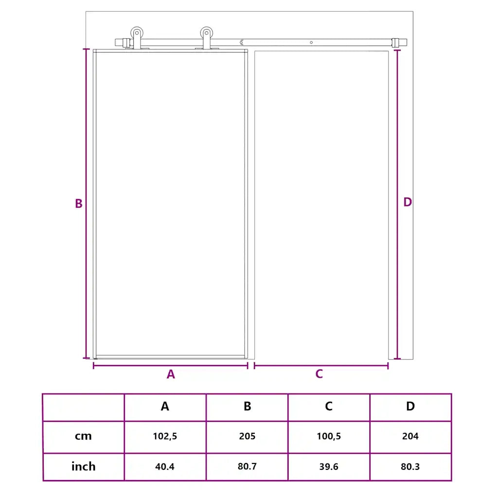 Porta Scorrevole Nera 102,5x205 cm Vetro Temperato e Alluminio 155200