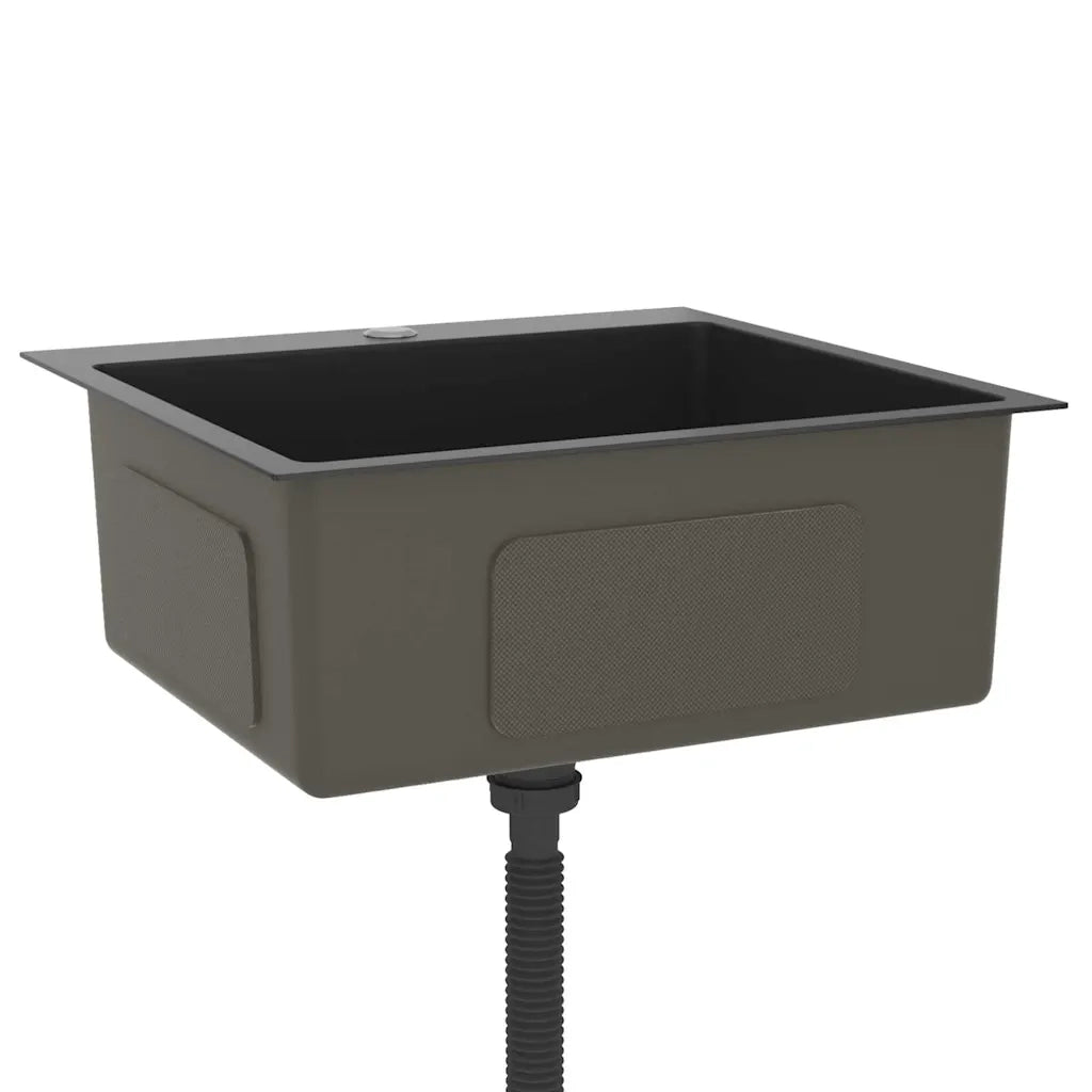 Lavello da Cucina Lavorato a Mano Nero Acciaio Inox 51509