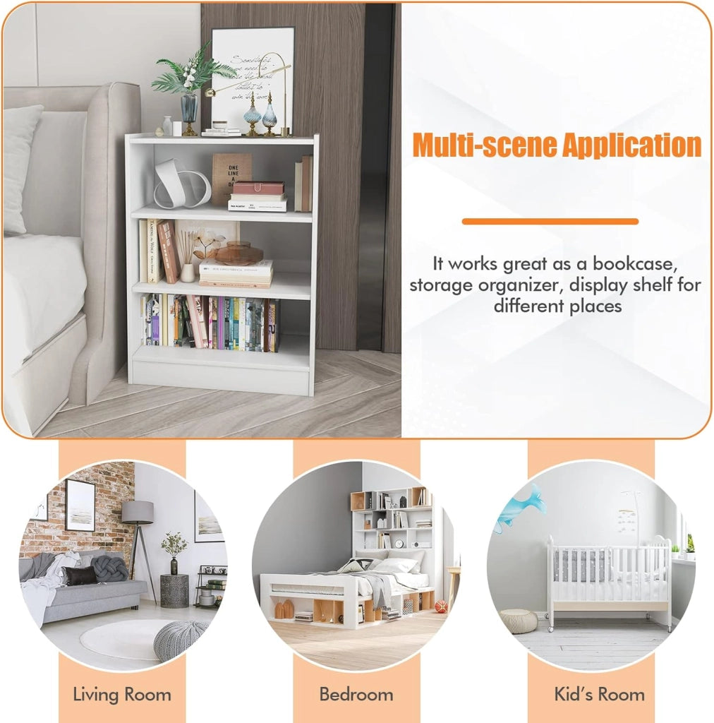 Libreria Aperta a 3 Livelli con Ripiani Regolabili, Libreria a Cubi con Dispositivo Antiribaltamento per Soggiorno, Camera da Letto, 50x30x75 cm, 3 Colori (Bianco)