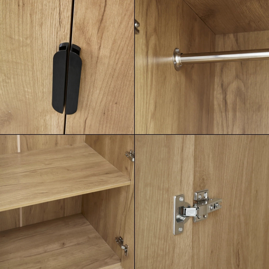 Armadio moderno per camera da letto mobile contenitore senza tempo con 1 asta appendiabiti e 1 ripiano MDF 176 x 80 x 52 cm effetto rovere 03_0006372