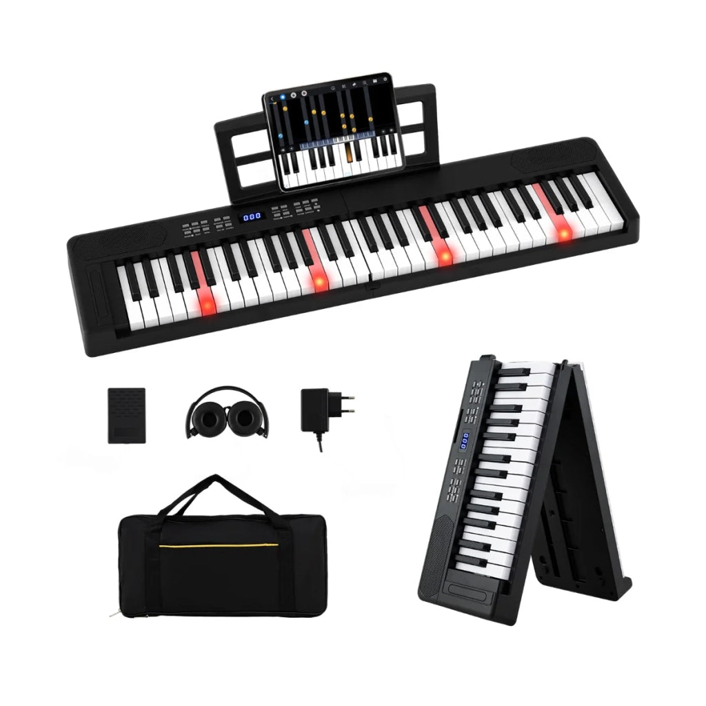 Pianoforte portatile pieghevole 94 x 22 x 6 cm con funzione MIDI e registrazione design nero 20_0019624