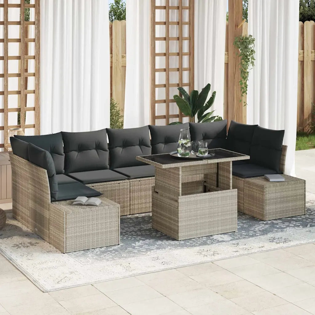 Set Divano da Giardino 8 pcs Grigio chiaro e grigio scuro