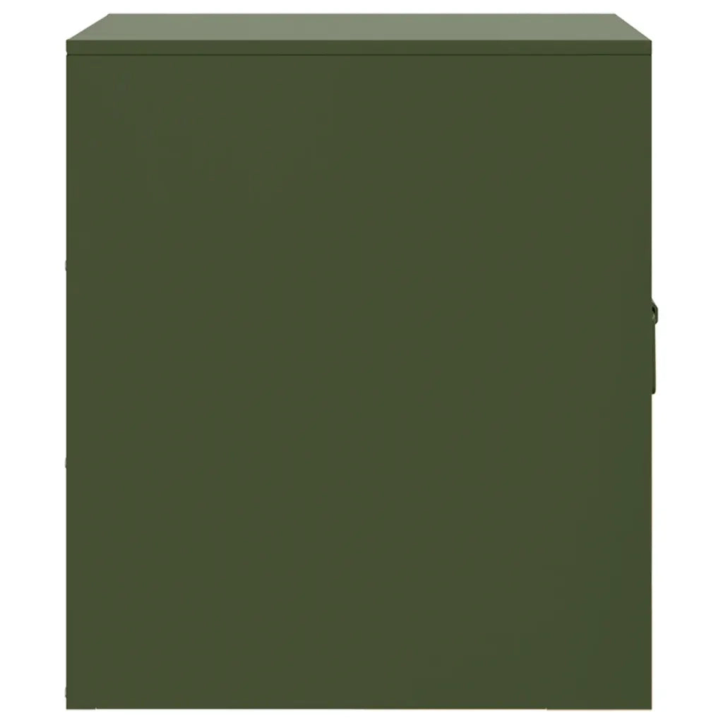 Set di 2 Comodini | Armadio da Notte | Mobiletto da notte Verde Oliva 34,5x39x44 cm in Acciaio