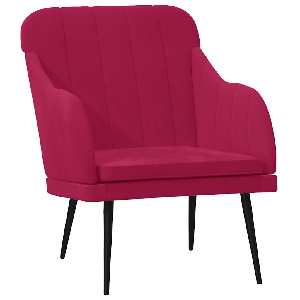 Poltrona Rosso Vino 63x76x80 cm Velluto cod mxl 14338