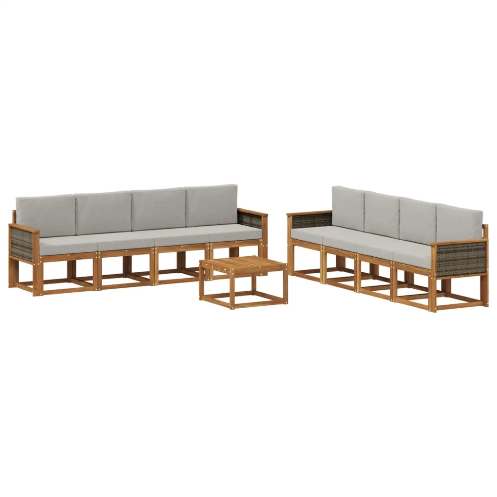 Set di divani da esterno 7 pcs Naturale e Grigio Chiaro 3385087