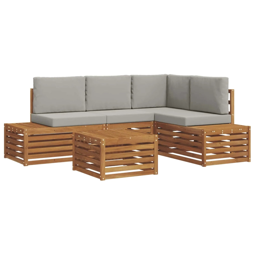 Set di divani da esterno con cuscino Grigio Naturale e Chiaro