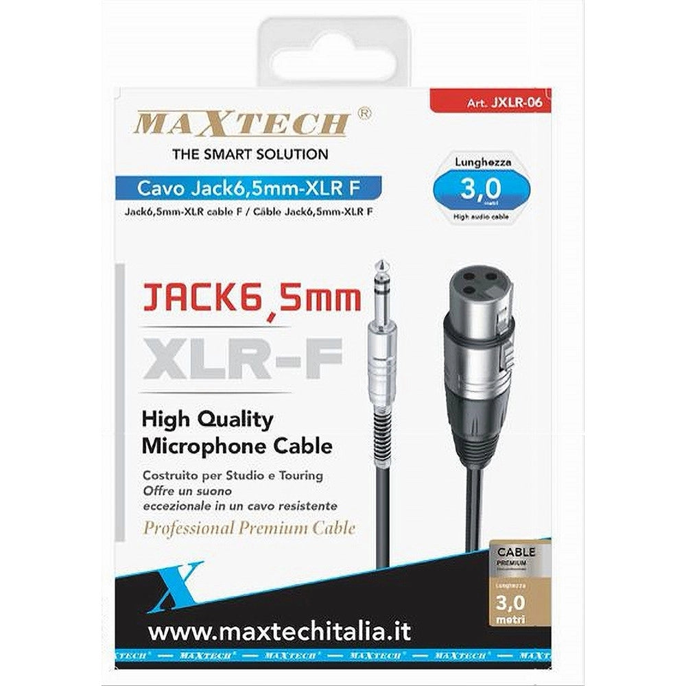 Trade Shop - Cavo Da Jack 6.5mm A Xlr Femmina Audio Prolunga Per Microfono Da 3 Metri Jxlr-06 -