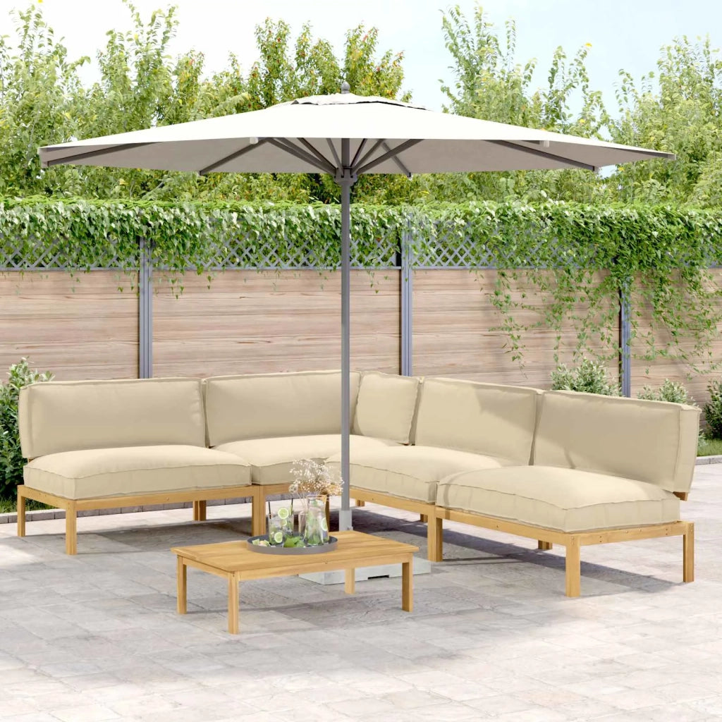 Set di divani con cuscino 5 pcs Beige Legno di Acacia Massello 3418337