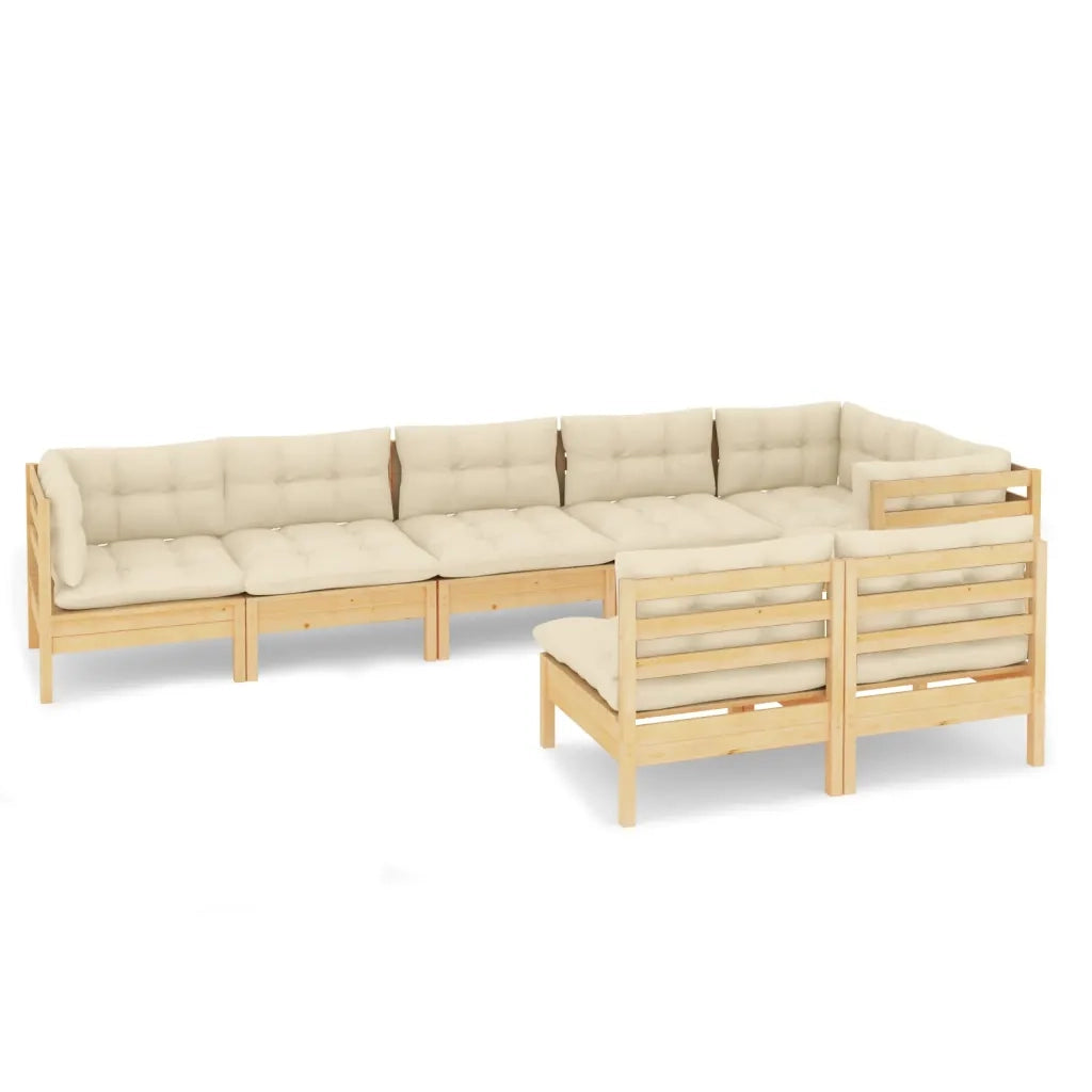 Set Divani da Giardino 8 pz con Cuscini Crema Massello di Pino cod mxl 41333