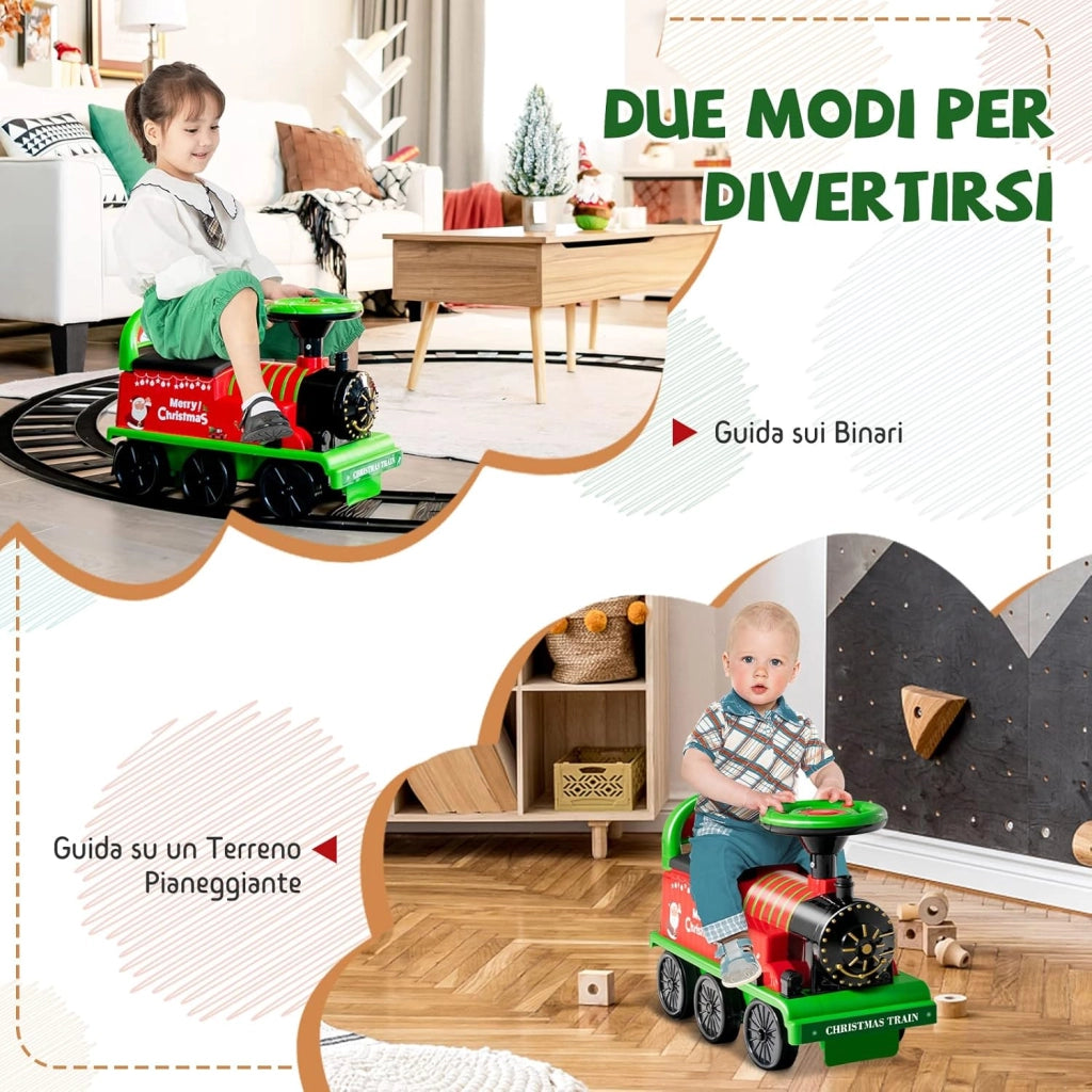 Trenino Elettrico per Bambini, Treno Giocattolo con 16 Pezzi di Binari, con Luci e Suoni, Scatola di Stoccaggio, Regalo per Bambini Anni 3+ (Verde)