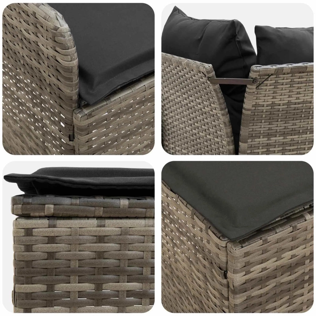 Set di Mobili 7 pcs Grigio e Grigio Scuro Rattan in PE