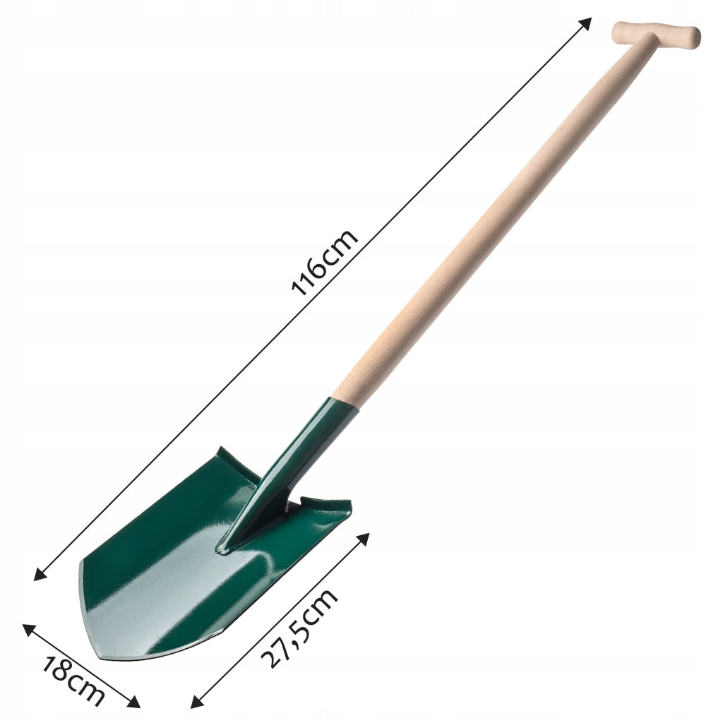 KADAX Pala da giardino in metallo affilato con manico in legno, robusta, 116 cm