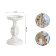 Trade Shop - Candelabro Candeliere Effetto Vintage Bianco Porta Candele Atmosfera Natalizia -