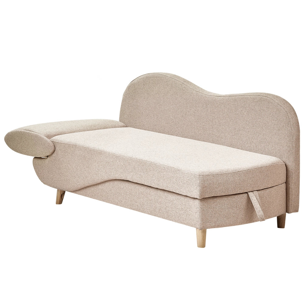 Chaise longue a sinistra in tessuto marrone chiaro con contenitore per il soggiorno moderno