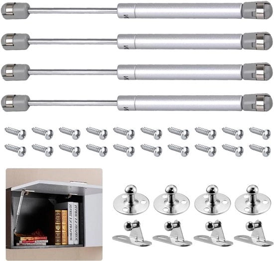 Set di 4 Dampi a 150N di Spinta per Porte di Cucina - Dampi Idraulici a Viti con Viti per Chiusura Liscia e Applicazioni di Mobili
