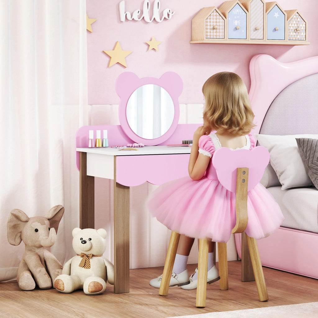 Cassettiera per Bambini con Specchio ¨C zephmum ¨C MDF, Rosa