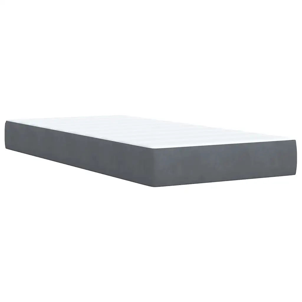 Giroletto a Molle con Materasso Grigio Scuro 90x190 cm Velluto