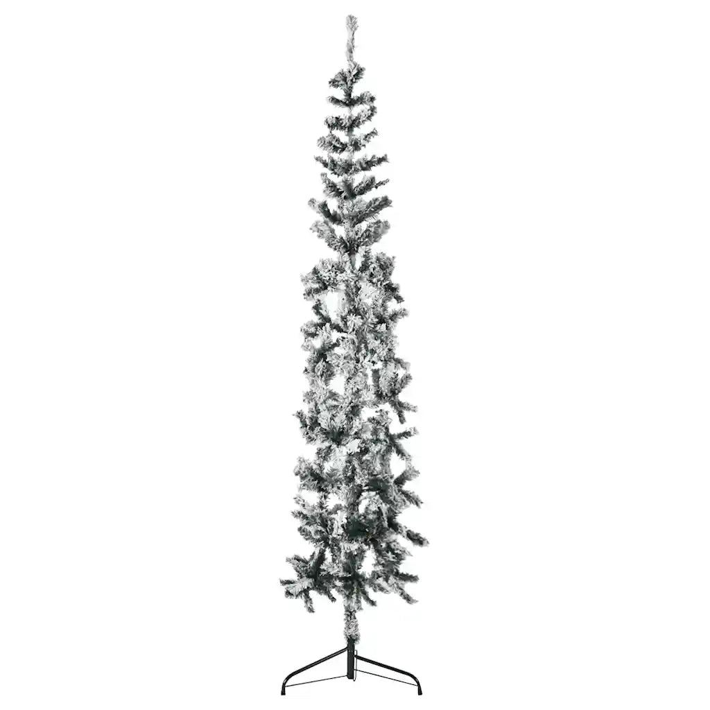 Albero Natale Artificiale Sottile a MetÃ  Neve Fioccata 240 cm