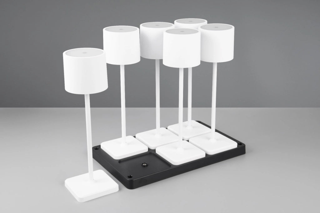 Set 6 lampade tavolo bianche LED 1W ricaricabili Fernandez RL