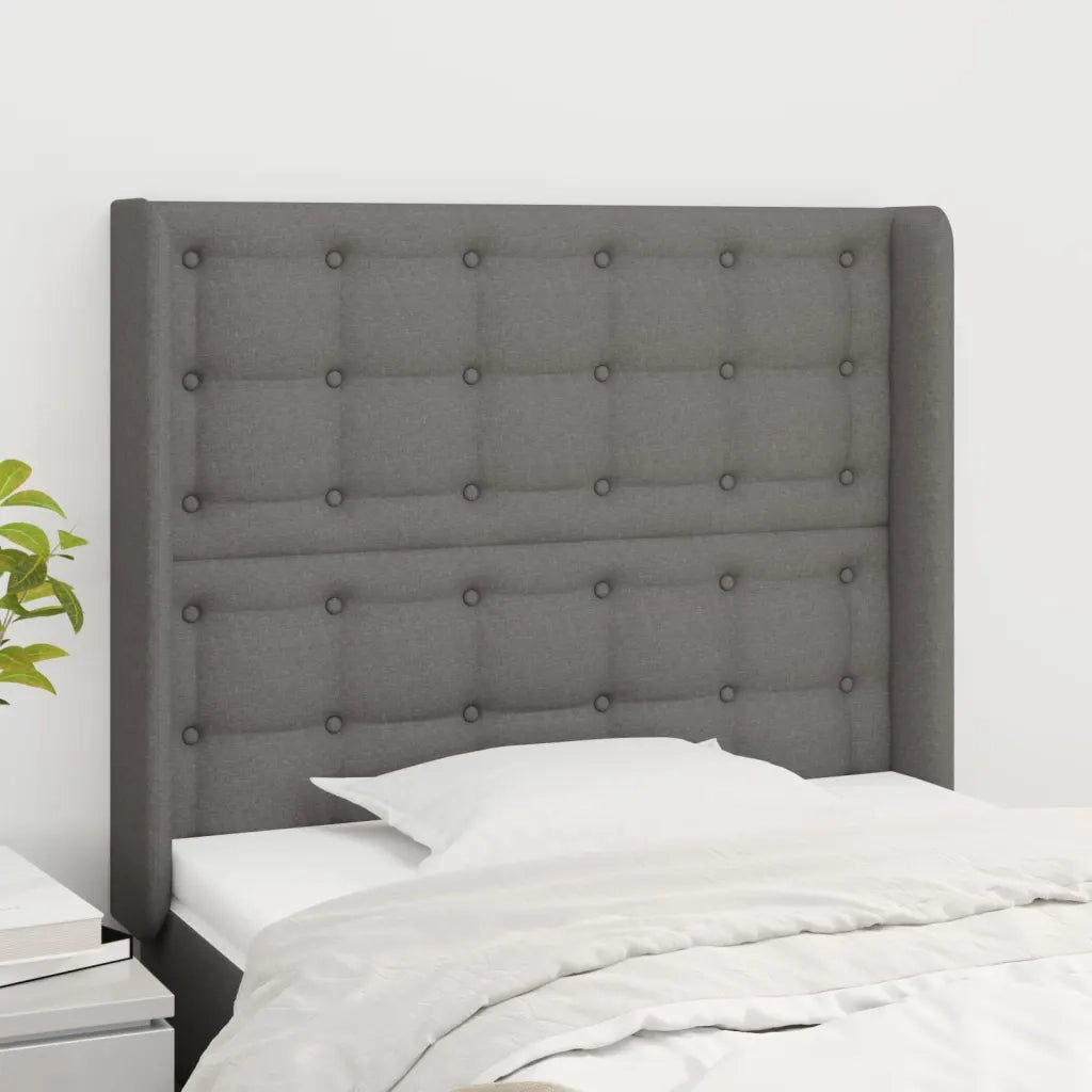Testiera ad Orecchio Grigio Scuro 83x16x118/128 cm in Tessuto 3119989