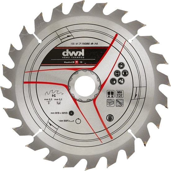 Blade per sega circolare Ø 250 x 30 mm - 24 denti - adatto per diverse seghe circolari - seghe a nastro per avvitatori - seghe a nastro per seghe a nastro