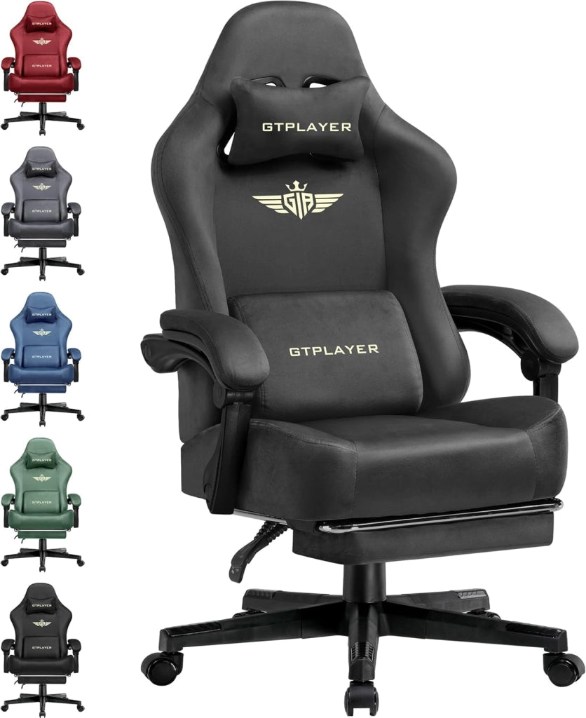 Sedia da gioco, traspirante, sedia da ufficio, ergonomica, in tessuto di alta qualità, ergonomica, schienale regolabile a 160°, poggiapiedi estraibile, carico 180 kg,verde