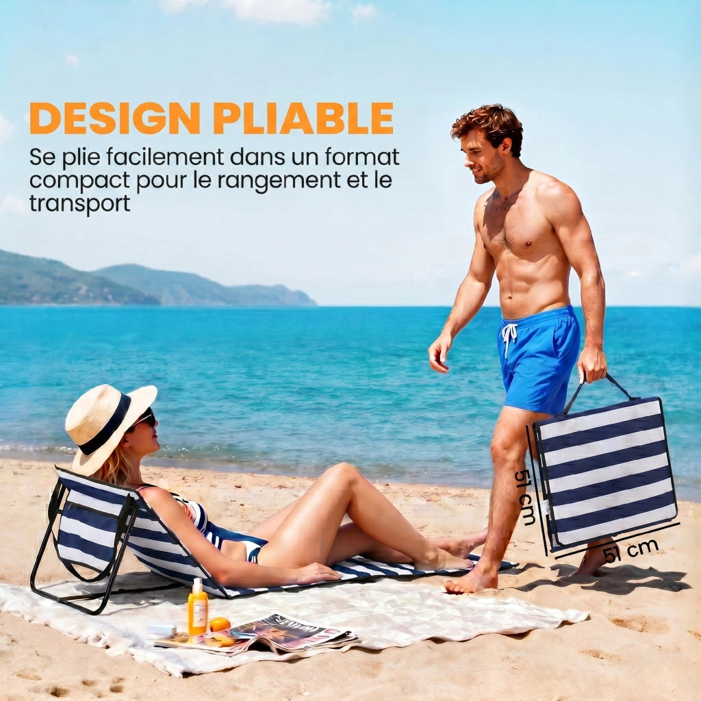 Set di 2 Sedie da Spiaggia con Schienale Regolabile ¨C Zephmum ¨C Grigio Poliestere