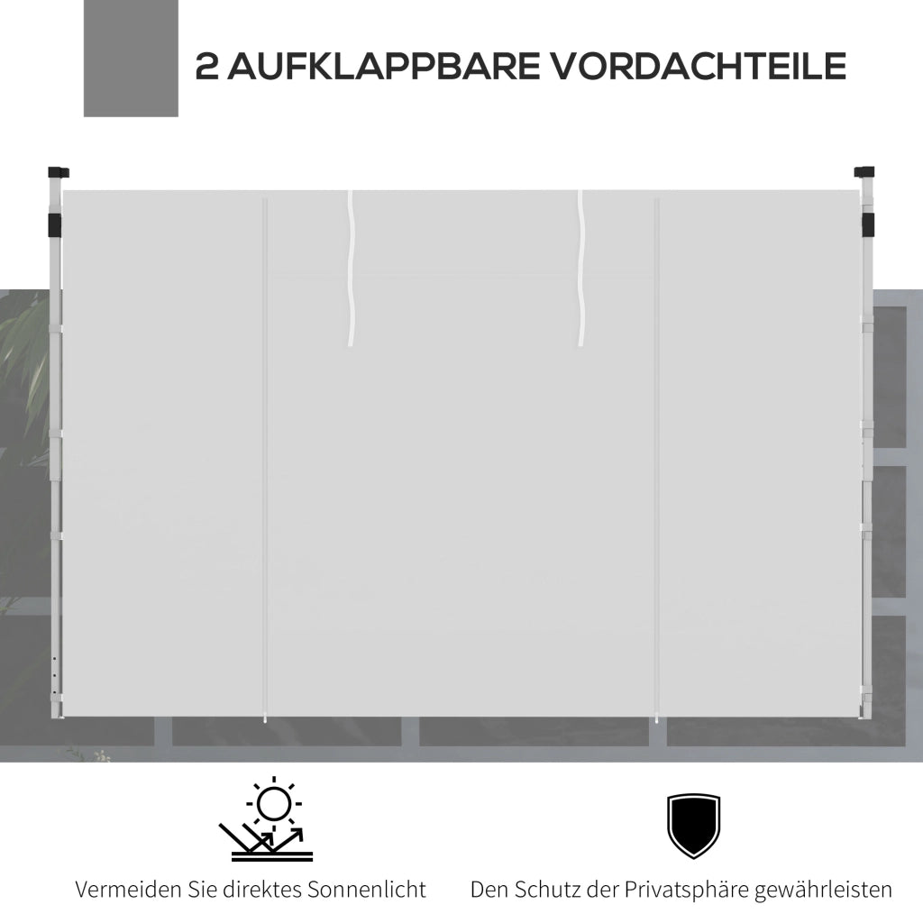 SET DA 2 PANNELLI LATERALI PER GAZEBO 295 x 195 cm BIANCO CON FINESTRE E PORTA