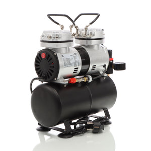 Compressore per aerografo AS196 con serbatoio aria 2 cilindri 6 bar Spegnimento automatico