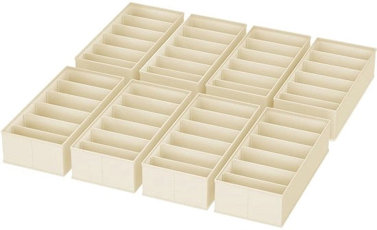 Organizzatore di carico per guardaroba - Set di 8 organizzatori di cassetti in tessuto 30 x 15 x 9 cm per organizzare intimo, calze, abbigliamento per bambini, in crema beige