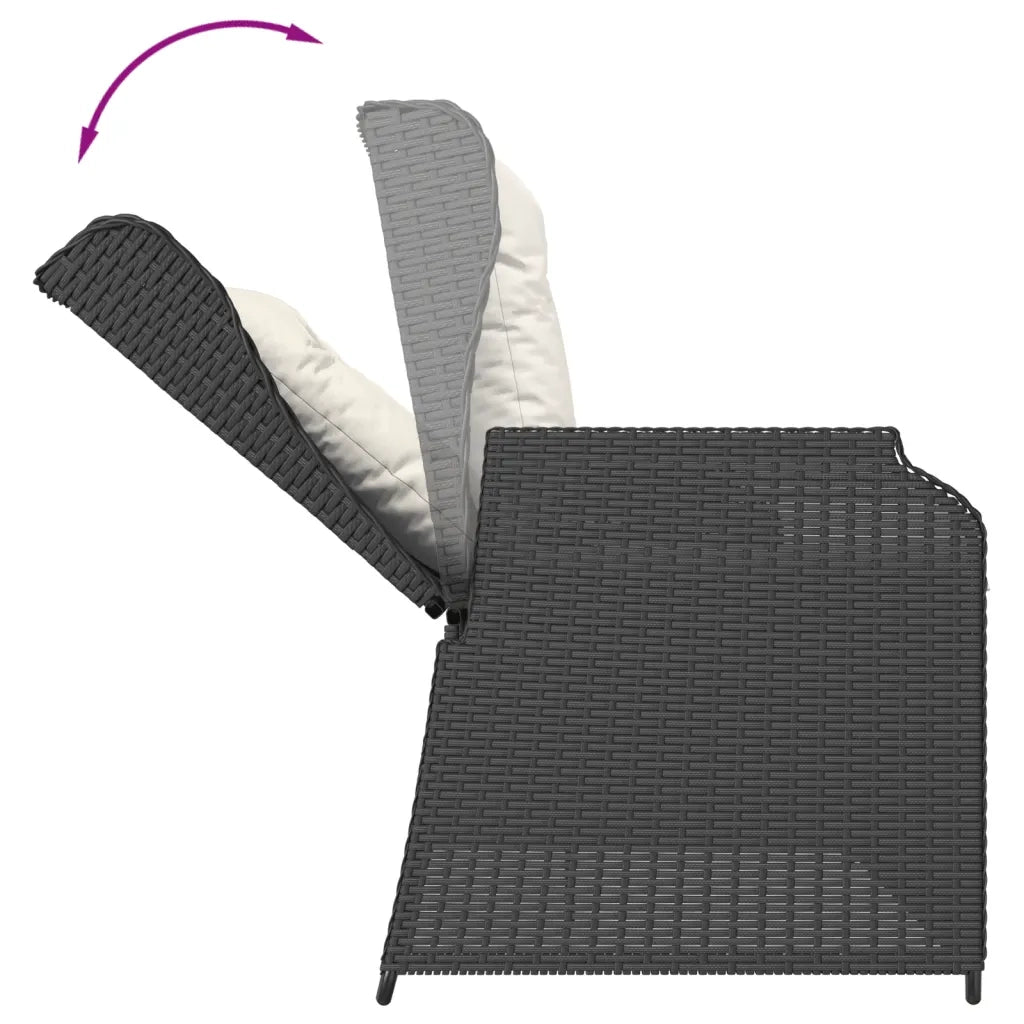 Set Divani da Giardino 3 pz con Cuscini in Polyrattan Nero 3262587