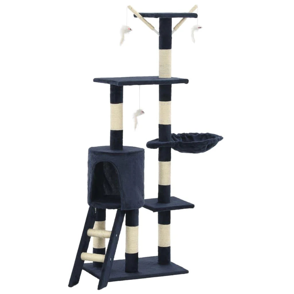 Tiragraffi albero per gatti cuccia per gatti giocattolo peluche sisal 138 cm blu scuro 3702052